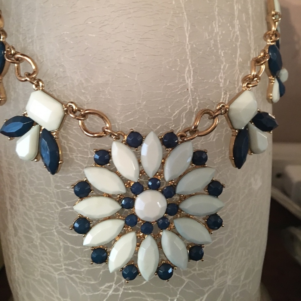 Teal gold statement necklace